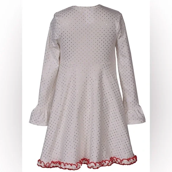 Bonnie Jean Holiday Foiled Dot Knot Dress. 2T - Picture 2 of 11